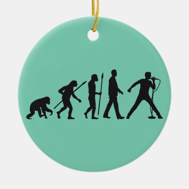 evolution of man rock metal singer ceramic tree decoration (Front)
