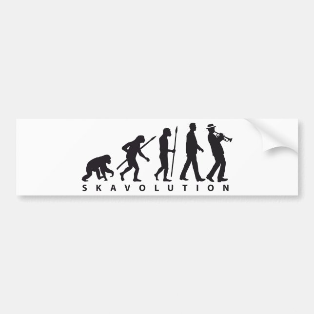 evolution of man ska trumpet player bumper sticker (Front)