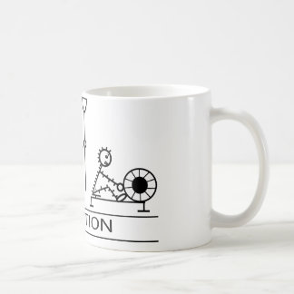 Evolution of man with rowing coffee mug