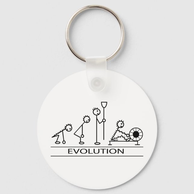 Evolution of man with rowing key ring (Front)