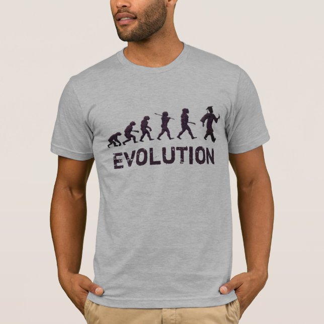 Evolution of Mankind Graduate Tee, Funny grad T-Shirt (Front)