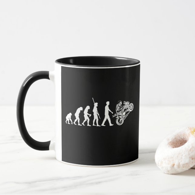 Evolution of Motorcycle Rider Mug (With Donut)