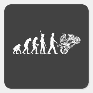 Evolution of Motorcycle Rider Square Sticker