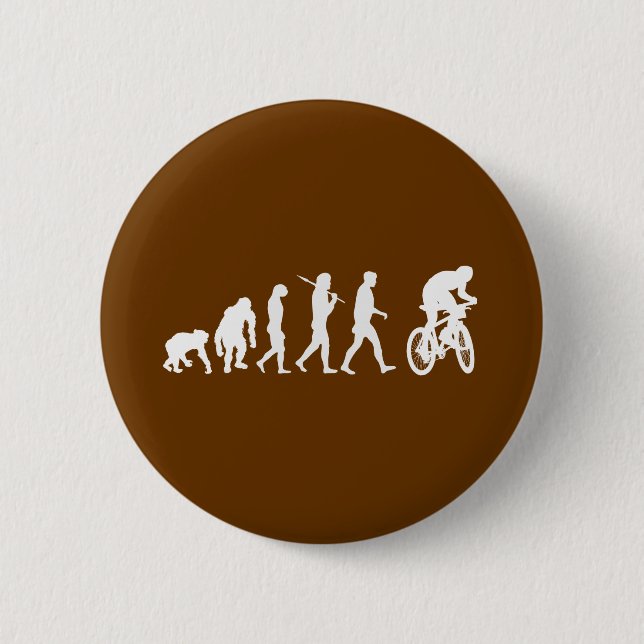 Evolution of mountain biking mountain bikers 6 cm round badge (Front)