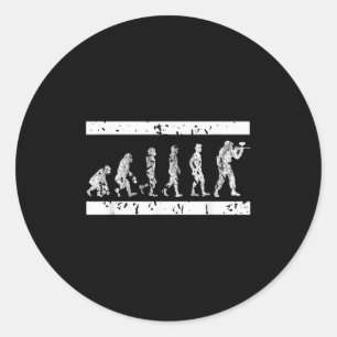 Evolution Of Paintball Player Humour Tactical Game Classic Round Sticker