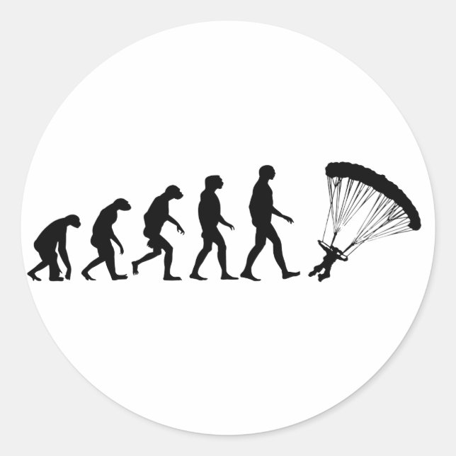 Evolution of Parachuting Classic Round Sticker (Front)