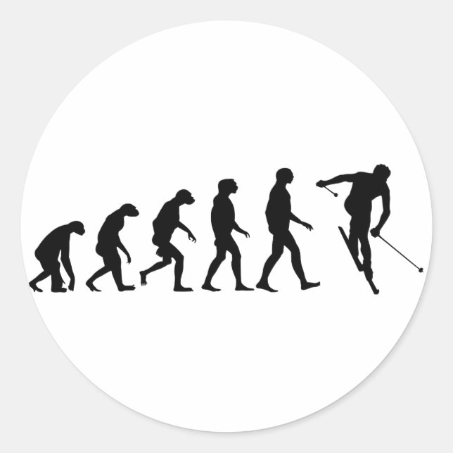 Evolution of Ski Classic Round Sticker (Front)