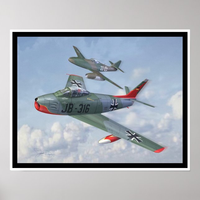 Evolution of the Breed: F-86 & Me 262 in formation Poster (Front)