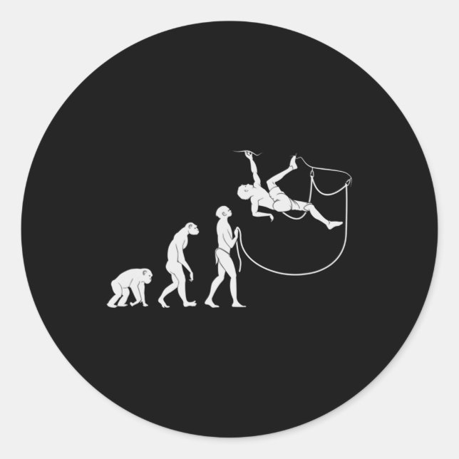Evolution Of The Climber  Fun Rock Climbing  Classic Round Sticker (Front)