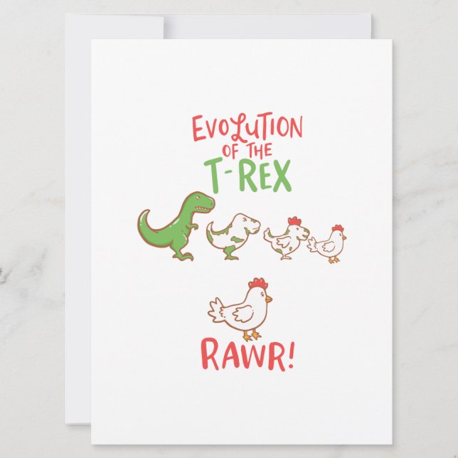 Evolution Of The T-Rex RAWR! Funny Dino Chicken Save The Date (Front)