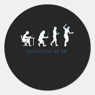 Evolution Of VR Virtual Reality Gamer Gaming Gift Classic Round Sticker