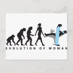 evolution of woman female dentist postcard