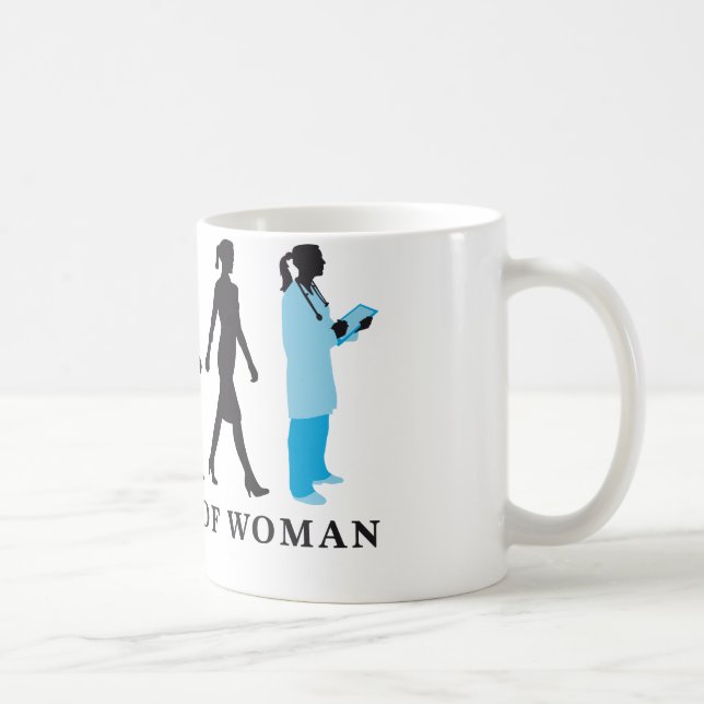 evolution of woman female doctor coffee mug (Right)