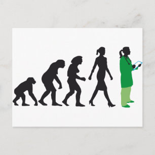 evolution of woman female doctor postcard