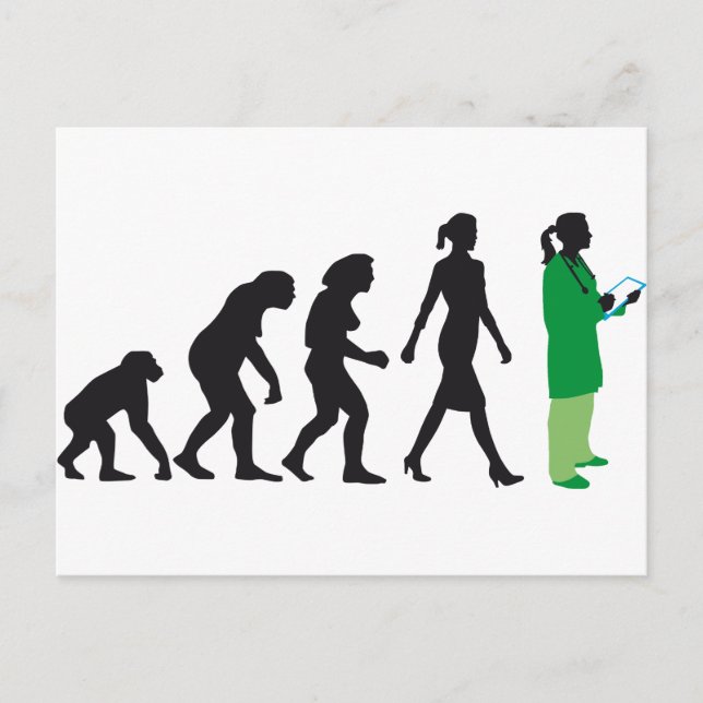 evolution of woman female doctor postcard (Front)