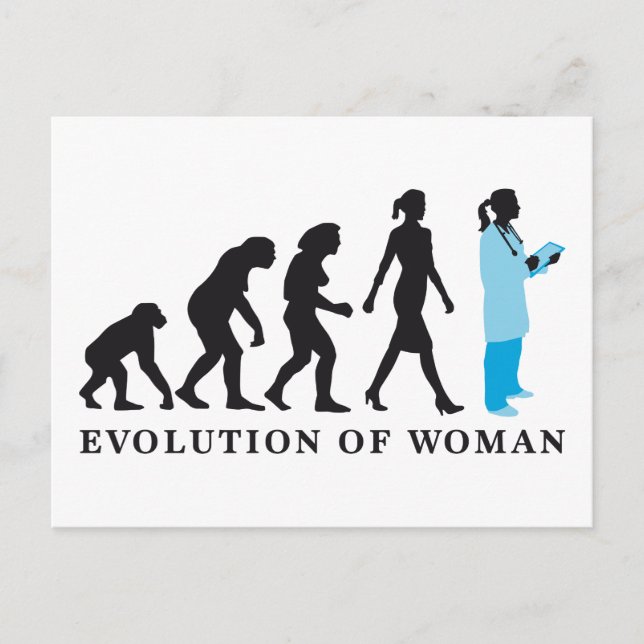 evolution of woman female doctor postcard (Front)