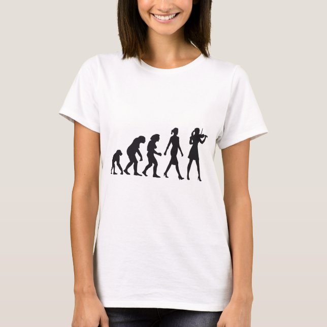 evolution of woman female violin player T-Shirt (Front)