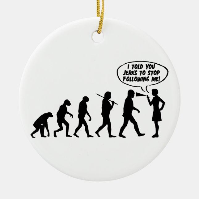 Evolution Of Women Pepper Spray - Funny Feminist Ceramic Tree Decoration (Front)