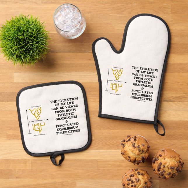 Evolution Phyletic Gradualism Punctuated Equilibrm Oven Mitt & Pot Holder Set (Top Down)