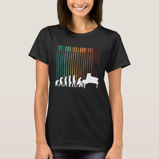 Evolution Piano Musician Keyboard Orchestra T-Shirt (Front)