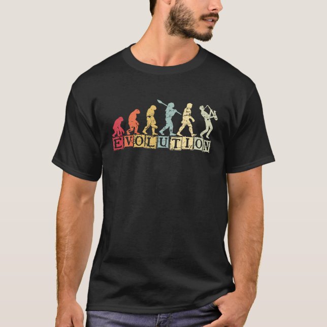 Evolution Saxophone Musician Saxophonist Saxophone T-Shirt (Front)