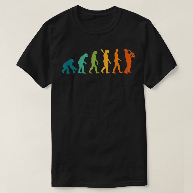 Evolution Saxophone Player  2  T-Shirt (Design Front)