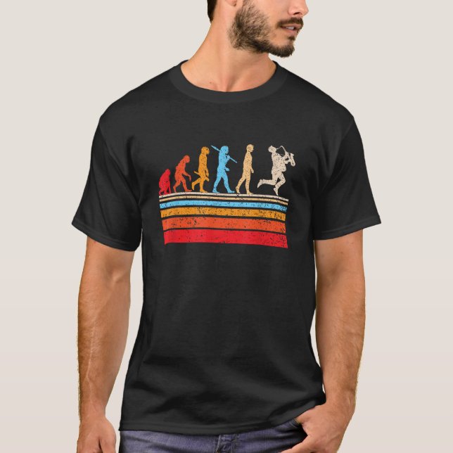 Evolution Saxophone Player Saxophonist Jazz Brass  T-Shirt (Front)
