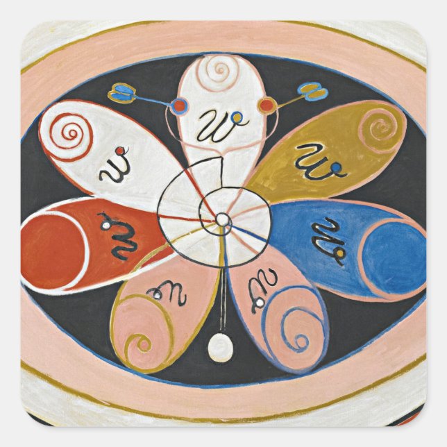 Evolution, Seven Pointed Star by Hilma af Klint Square Sticker (Front)
