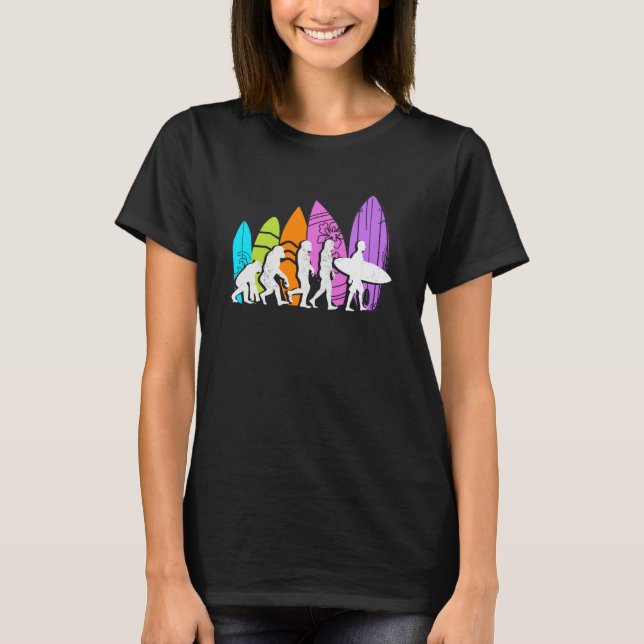 Evolution Surfer Ocean Waves Surfing Colourful Sur T-Shirt (Front)