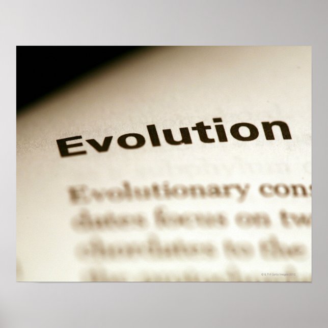 Evolution text on page poster (Front)