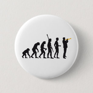 evolution trumpet player 6 cm round badge