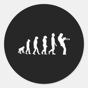 Evolution Trumpet Player Musician Instrumen Jazz Classic Round Sticker