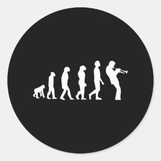 Evolution Trumpet Player Musician Instrumen Jazz Classic Round Sticker