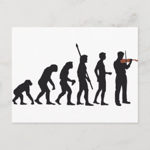 evolution violin postcard