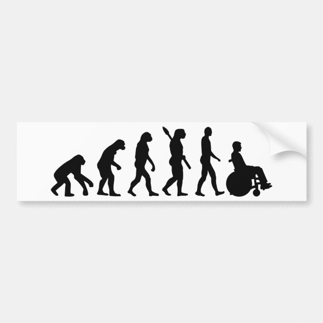 Evolution wheelchair handicaped bumper sticker (Front)