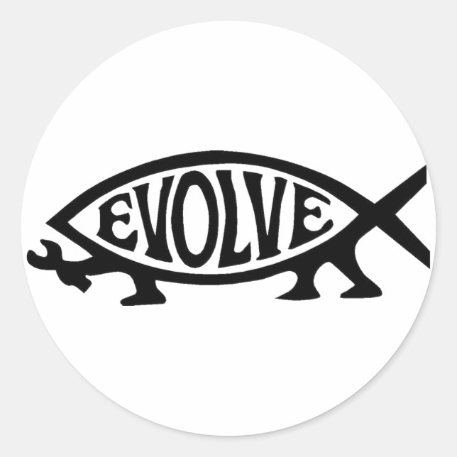 Evolve Fish Classic Round Sticker (Front)