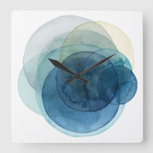 Evolving Planets - Watercolor Circles Square Wall Clock
