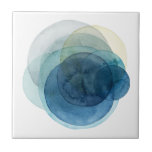 Evolving Planets - Watercolor Circles Tile<br><div class="desc">Evolving Planets I by Grace Popp. Watercolor circles create planet-like shapes that overlap to reveal beautiful variations of blue and teal.</div>
