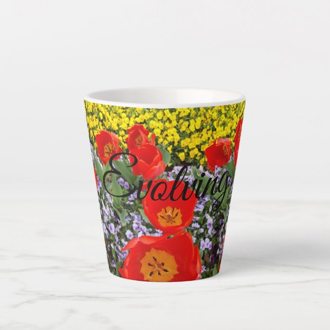 Evolving Red Tulips Latte Mug (Front)