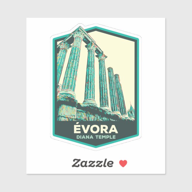 Evora Diana Temple illustration Portugal Sticker (Sheet)
