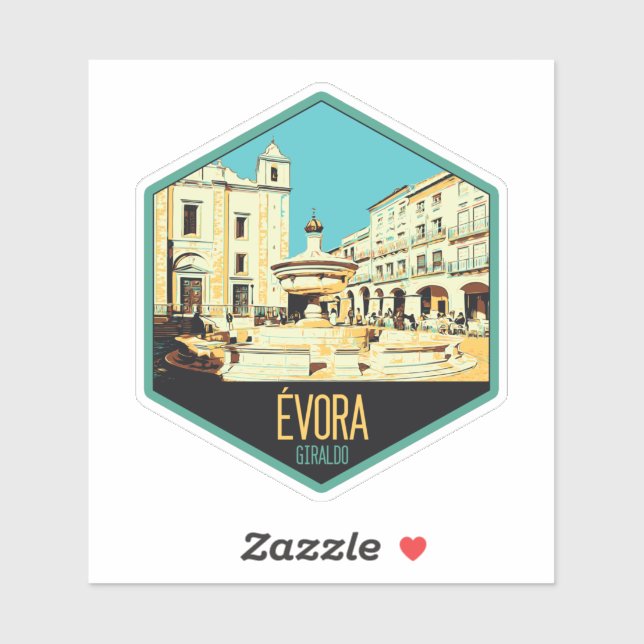 Evora Giraldo square illustration Portugal (Sheet)