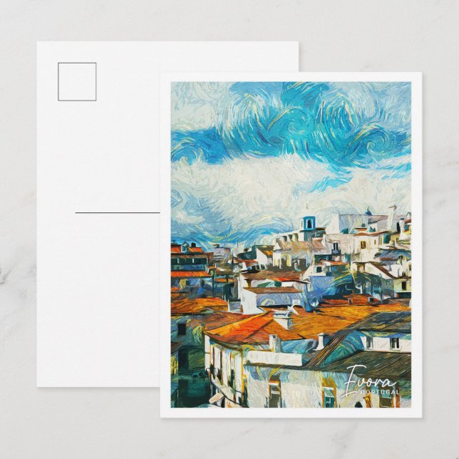 Evora Portugal Beautiful Oil Paint Landscape Postcard (Front/Back)