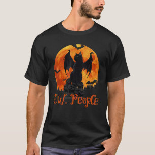 Ew People Black Cat Bat Wings Halloween 2 T-Shirt