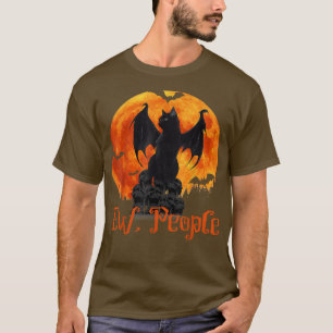 Ew People Black Cat Bat Wings Halloween T-Shirt