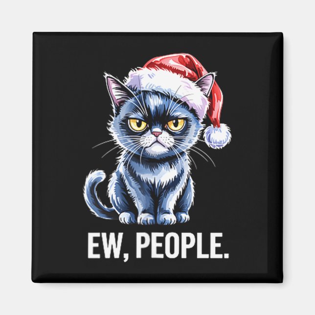 Ew People Black Cat Christmas Funny Introvert Holi Magnet (Front)