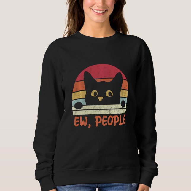 Ew People  Black Cat Halloween Kitten Sweatshirt (Front)