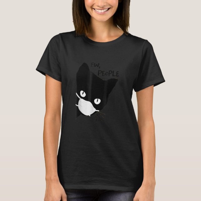 Ew People  Black Cat Mask T-Shirt (Front)