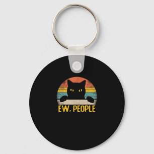 Ew, People Black Cat Vintage Retro – Funny Cat_1 Key Ring