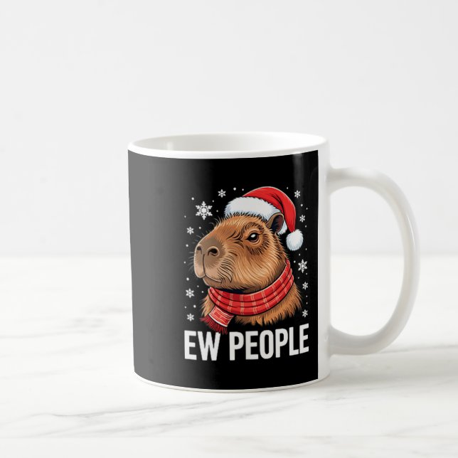 Ew People Capybara Christmas Funny Introvert Holid Coffee Mug (Right)
