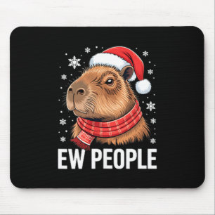Ew People Capybara Christmas Funny Introvert Holid Mouse Mat